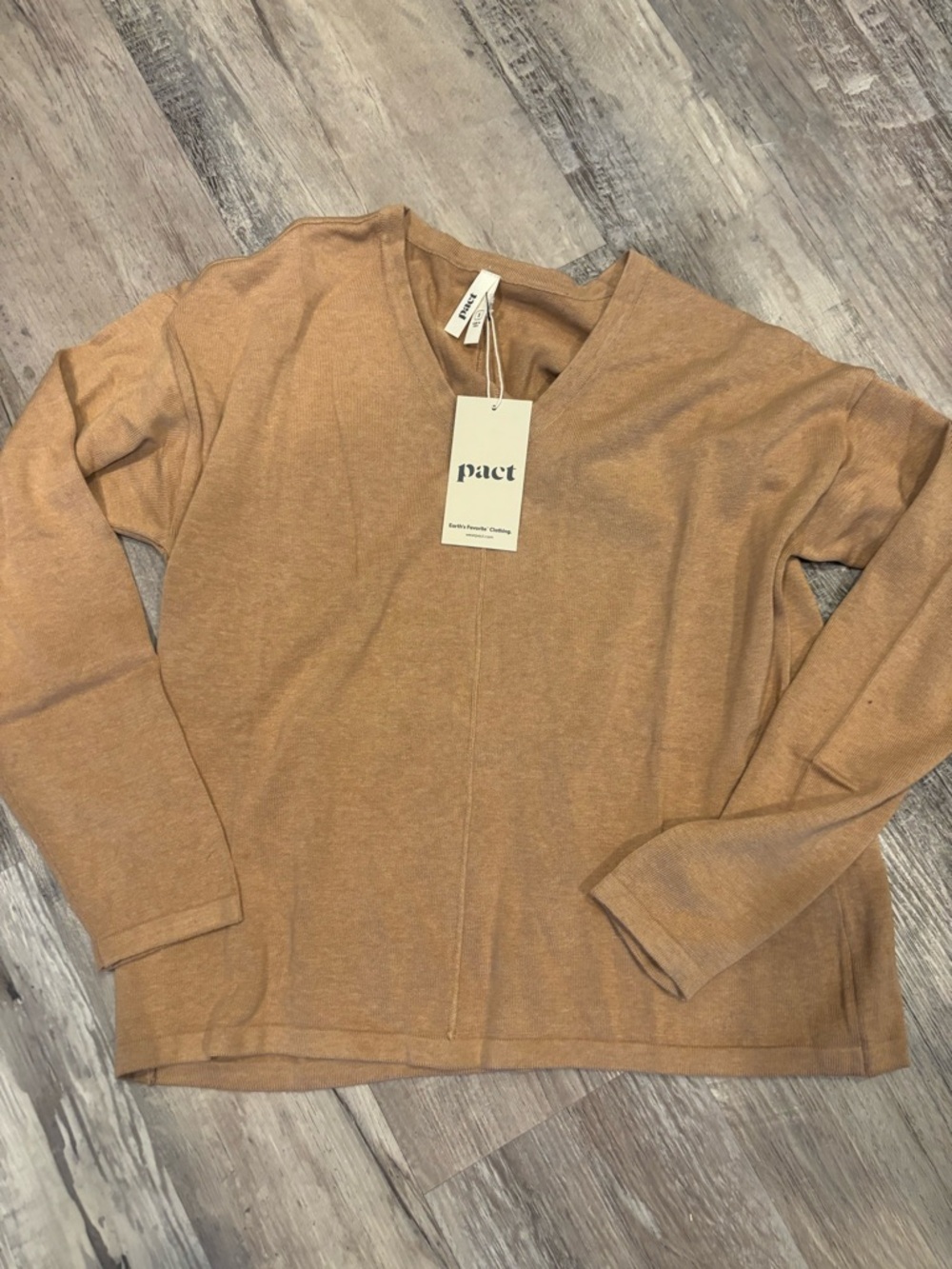 Pact V-Neck Sweater in Camel Brown